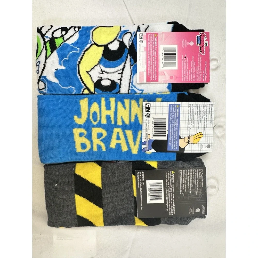 Cartoon Network Socks Bundle 3 Pairs Powerpuff Girls Johnny Bravo Ghostbusters